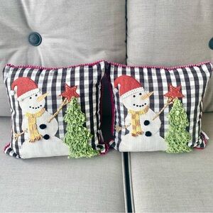 Festive Snowman Holiday Throw Pillow Set